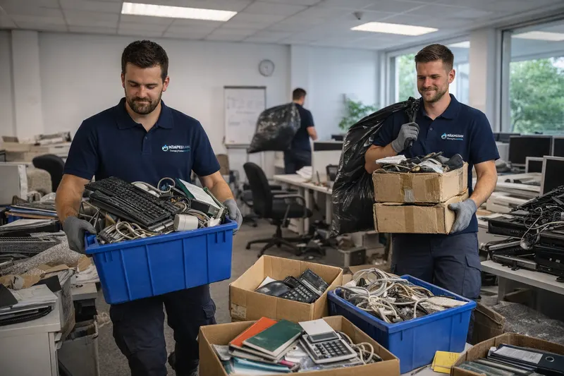 Firmenräumung in Salzburg – Team beim Abbau im Büro