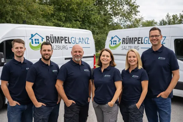 Das Team von Rümpelglanz Salzburg vor dem Firmen-LKW